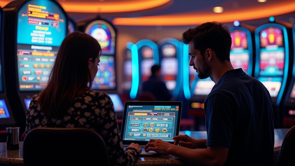 Spieler prüft Auszahlungsoptionen an einem dunklen Casino-Interface