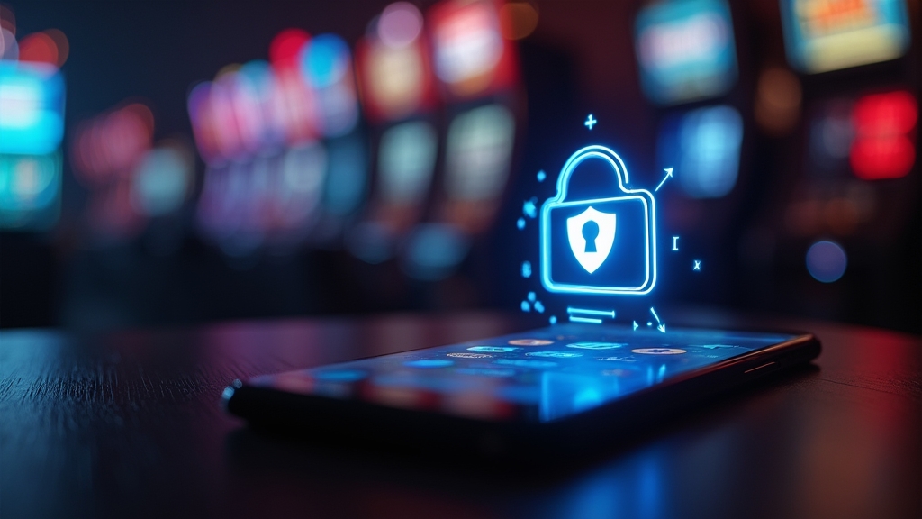 Android-Handy mit APK-Datei und Sicherheitscheck im Casino-Look
