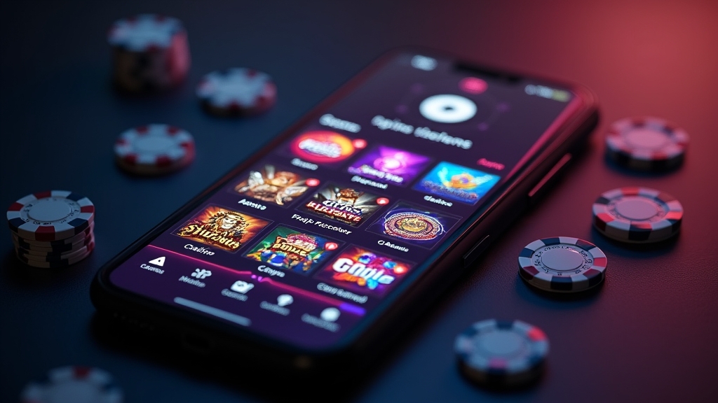Smartphone mit mobiler Casino-Oberfläche und Spiellobby