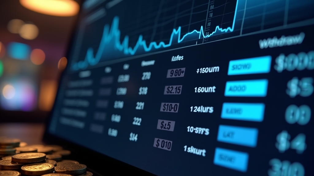 Casino-Dashboard mit Limits, Gebühren und Auszahlungsanzeige